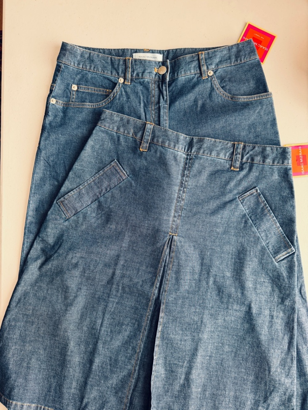 💙💛👖(2) ISAAC MIZRAHI Denim Jeans & Skirt NWT